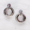 Rush Lana Resin Grey and Silver Triple Hoop Rings Earrings