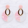 Rush Leah Large Clear and Pink Hoop Earrings