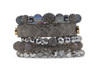 Erimish Pewter and Silver Grey Gregory 5 Stack Bracelet Set