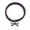 Anne Koplik Iris Dragonfly Charm Dark Purple Iridescent Bead Wrap Bracelet
