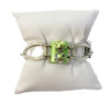 J. Jansen Modern Lime Green Quartz and Jade Open Cut Silver Bracelet