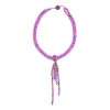 Tagua Tracy Purple Wood Bead Tassel Necklace