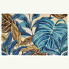 Homefires Blue Jungle Palm Leaf Accent Rug
