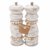 Mud Pie White Wood Bead Salt and Pepper Grinders Set
