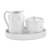 Mud Pie White Beaded Terracotta Creamer and Sugar Tray Set