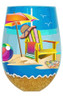 Beachy Fun Silk Screen Stemless Wine Glass