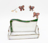 One Wildflower Studio Pink Pearls and Orchid Flowers Iridescent Stained Glass Business Card Display Holder