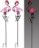 Sunset Vista Pink Metallic Flamingo Garden Stake Solar Light  