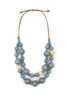 Lucy Straw and Tagua Nut Ball Bead Double Strand Necklace Smokey Blue
