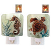 Hand Painted Art Glass Sea Life Night Light