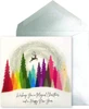 Colorful Trees With Reindeer Christmas Card