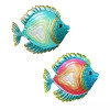 Tropical Metal Wall Fish With Glass Inlay Set of 2