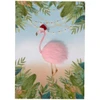 Pink Fur Flamingo Christmas Card