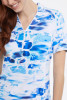 Tribal Blue Ocean Water Zip V-Neck Performance Top