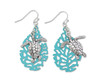 Periwinkle Turquoise Coral Reef Sea Life Charm Dangle Earrings