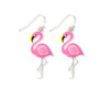 Periwinkle Bright Pink Enamel Flamingo Dangle Earrings