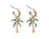 Periwinkle Palm Tree Dangle Charms Gold Hoop Earrings