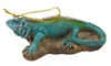 Aqua Iguana On A Branch Christmas Tree Ornament