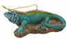 Aqua Iguana On A Branch Christmas Tree Ornament