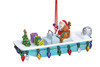 Cape Shore Santa On A Christmas Lights Decorated Skiff Boat Tree Ornament