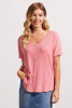 Tribal Waffle Weave Pink V-Neck Tee Top