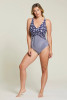 Tribal Oceana Navy Sea Print & Striped Two-Tone One Piece Swimsuit