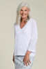 Tribal Blended Yarn Drop Shoulder Long Sleeve White Sweater