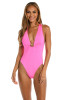 Sunshine 79 Gypset V-Plunge One Piece Swimsuit Solid Electric Pink