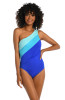La Blanca Island Goddess Ice Blue Shirred One Shoulder Swimsuit