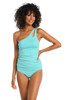 La Blanca Island Goddess One Shoulder Seafoam Ice Blue Tankini Swim Top