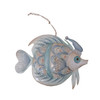 Aqua Blue Tropical Fish with a Santa Hat Metal Christmas ornament