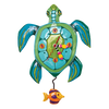 Allen Designs Sup Dude Green Sea Turtle Whimsical Pendulum Wall Clock