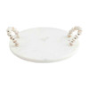 Mud Pie White Marble Board With Bead Handles
