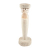 Mud Pie White-Washed Wood Bead Tassel Tall Candlestick