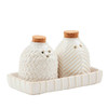 Mud Pie White Textures Ceramic Salt and Pepper Tray Set