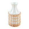Mud Pie Rattan Wrapped Short Ceramic Vase
