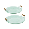 Ganz Embossed Enamel Seafoam Medallion Round Tray Set of 2
