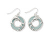 Periwinkle Frosty Sea Glass Silver Dolphin Round Earrings