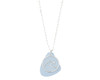 Periwinkle Silver Cut Out Wave Blue Sea Glass Accent Necklace