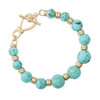 Periwinkle Turquoise Beads Gold Toggle Stretch Bracelet