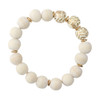 Periwinkle Gold Patterned and Natural Wood Beads Stretch Bracelet  
