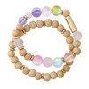 Periwinkle Natural Wood Beads With Iridescent Multi-Colored Beads Bracelet Set