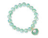 Periwinkle AB Sea Green Speckled Iridescent Beads Scallop Shell Charm Stretch Bracelet
