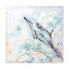 Aqua Blue Dolphin Splashing in The Water Canvas Wall Art