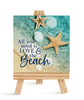 Love and the Beach Tabletop Mini Canvas Easel Sign