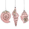 Mark Roberts Metallic Pink & Silver Jeweled Sea Shell Christmas Tree Ornament Set of 3