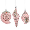 Mark Roberts Metallic Pink & Silver Jeweled Sea Shell Christmas Tree Ornament Set of 3