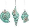 Mark Roberts Metallic Seafoam Green & Silver Jeweled Sea Shell Christmas Tree Ornament Set of 3