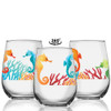 One Brilliant Gift Color Printed Seahorses Stemless Wine Glass