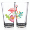 One Brilliant Gift Color Printed Flamingo With Tropical Flowers Tumbler Glass
